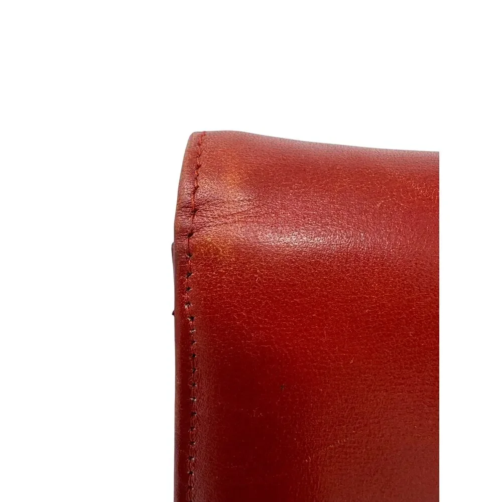 Celine Vintage Red Leather C Logo Clutch Envelope Bag